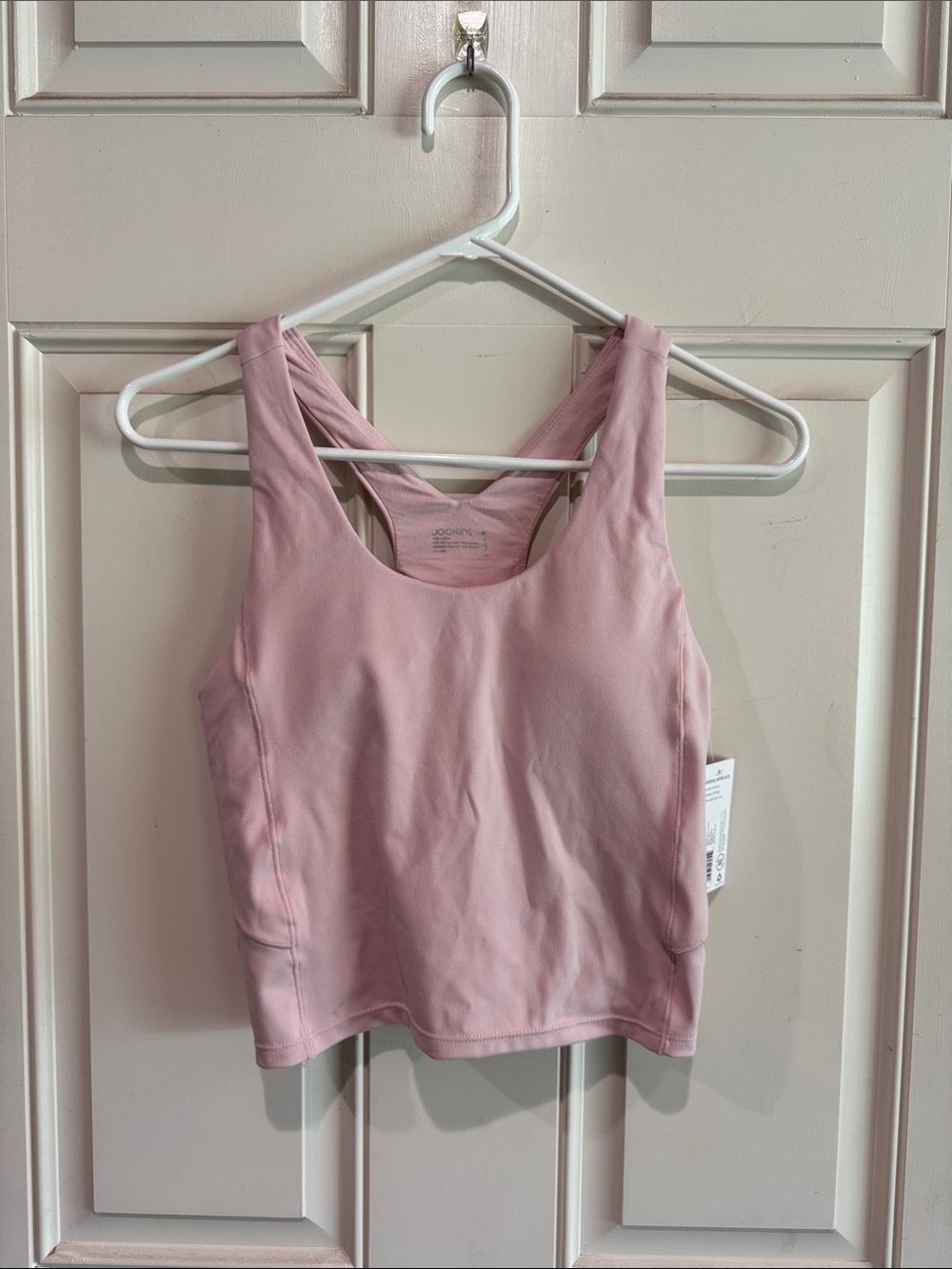 Jockey Pink Sueded Interlock Crop Tank